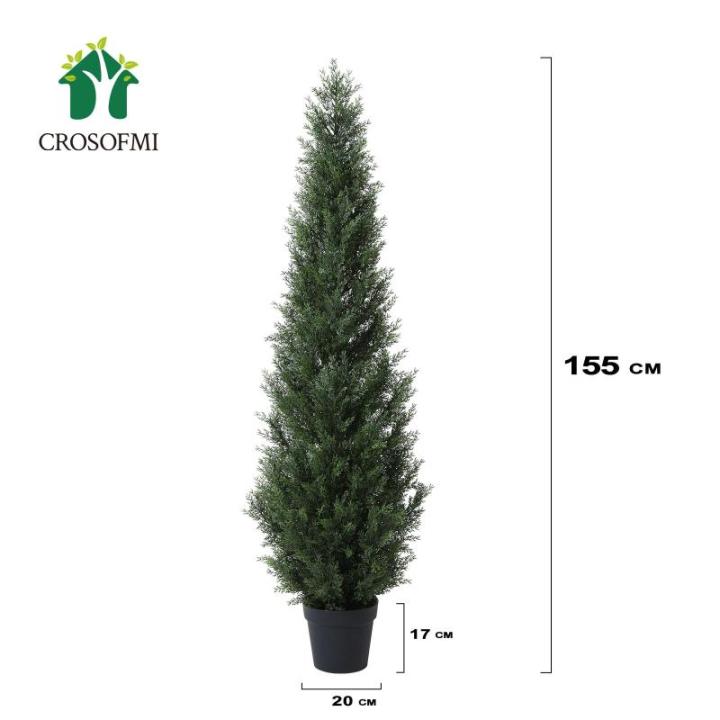 , grote cederboom, 155 cm, als echt in pot, kunststof, buitendecoratie, verpakking van 2 stuks