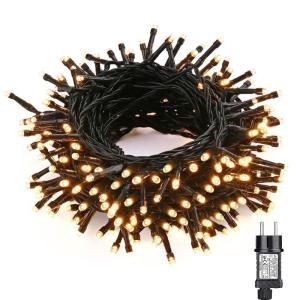 Kerstboomverlichting Warm Wit, 20M 200 LED Lichtsnoer, Waterdicht Lichtketting, Kerstlichtsnoer, voor en buiten, 8 verlichtingsmodi, Timerfuncties, Decoratie Kerstmis