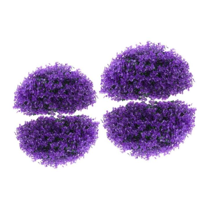 4 Stück Eukalyptus-Grasball künstliche Pflanzen gefälschte Pflanzengrünkugeln grüne Kugeln Dekorative Pflanzenkugel Zimmerpflanzenkugel Partygeschenk Graskugeln Plastik Violet