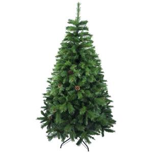 Kunstkerstboom extra gevuld met gecombineerde dubbele bladeren 150-240cm met metalen standaard (Groente, 180cm 690Tips)