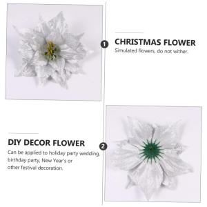 14 STK künstliche Blumen weihnachtsglitzerblumen dekorativ silberner Weihnachtsschmuck Rot Hochzeitsdekoration künstliche blüten Weihnachtsdekorationen dekorative Kunstblumen Sp