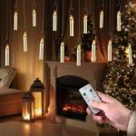 20 stuks kerstboomkaarsen, draadloos, led, zwevende kaarsen, kerstboomverlichting, lichtketting, kerstboom, warmwit, kerstdecoratie met afstandsbediening, timer, 1,5 x 8 cm