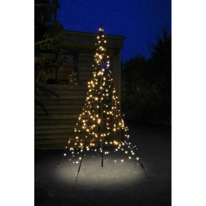 Led-kerstboom, 300 lampen, warmwit, inclusief paal, ca. 200 x 85 cm.
