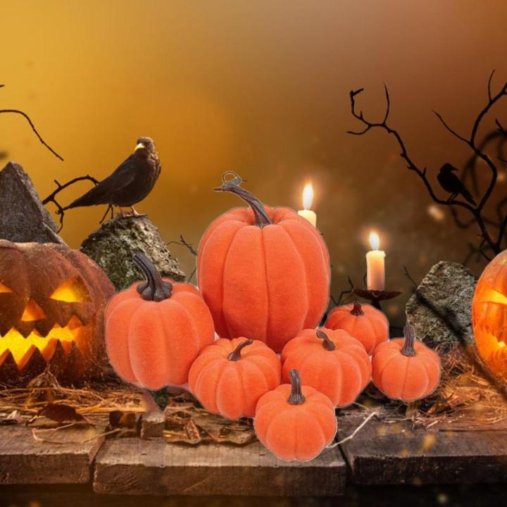 7 stuks kunstpompoenen, kunstpompoenen, Halloween-pompoenen, namaakpompoen voor Halloween-decoratie, festival, boerderij, keukentafel, oranje