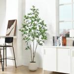 Kunstplant esdoorn 180 cm grote in witte bloempot, esdoornboom als echt voor thuis, kantoor, tuindecoratie (1 stuks)