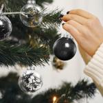 , zwart, 24 stuks, kerstboomversiering, kerstdecoratie voor Kerstmis, feest, 6 cm