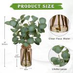 Kunstmatige eucalyptus takken met glazen vaas, eucalyptus kunststof plant, eucalyptus, realistische eucalyptus, decoratie, zilveren dollar voor bruiloft, tafeldecoratie, kantoor, w