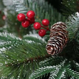 Künstlicher Weihnachtsbaum mit Schneebeflockung, Tannenzapfen, Beeren, Metallständer und Aufklappbaren Zweigen, Als Dekoration für Feiertagspartys(1.8m/6ft)