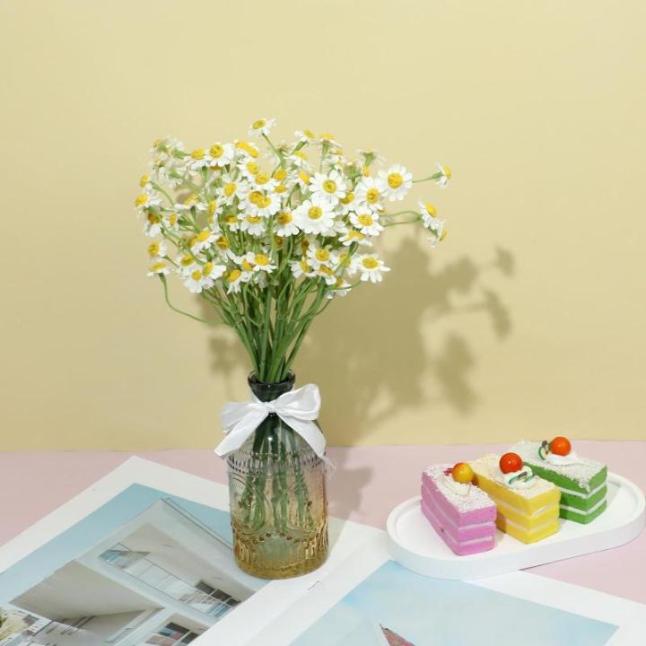 12 stuks madeliefjes van kunstmadeliefjes als echt wit, kunststof , wit madeliefjesboeket voor eettafel, raam, doe-het-zelf bloemstuk, vazenmand, hangende decoratie