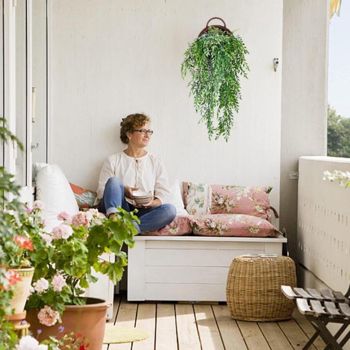 2 stuks , hangende hangplanten, kunstmatige hangplant, kunstmatige klimopslinger voor slaapkamer, keuken, woonkamer, badkamer, balkon, kantoor, vensterbank (groene bamboebladeren)