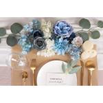 Künstliche Blumen Combo Dusty Blue Flowers Mix Silk Flowers Dahlie Rosen mit Stielen für DIY Hochzeit Brautsträuße, Babyparty, Blumenarrangement, Tischaufsätze, Heimdekoration
