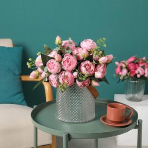 4 Bosjes Kunstmatige Bloemen Pioen Zijde Pioenrozen Boeketten Nep Bloemen Boeketten Bruiloft Decoratie Thuis Tafel Keuken Kantoor Tuin Bruids Groen