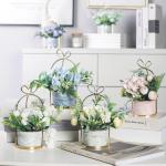 Kunstbloemen in pot, kunstbloemen als echte valse hortensia, zijden bloemen voor bruiloftsdecoratie, tafeldecoratie, woonkamer, slaapkamer, kamerdecoratie
