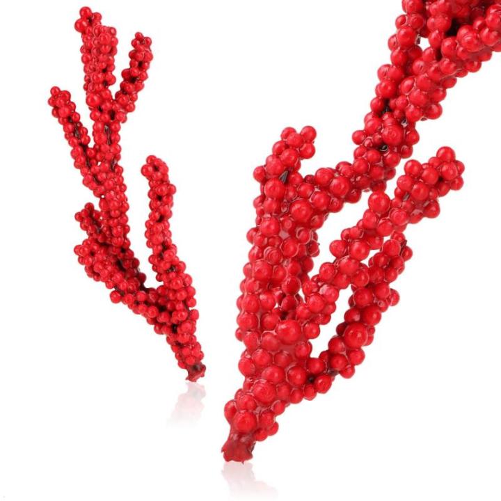 25 x decoratieve tak, decoratieve hulstbessen als knutselbenodigdheden, doe-het-zelf accessoires voor kransen en bloemstukken, kleine bessen, strooidecoratie (25 stuks, veel rode b
