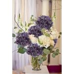 Kunsthortensia, 2 stuks, blauw, paars, Ø 19 cm, kunstbloemen, hortensia, als echt voor bruidsboeketten, huis, kantoor, hotel, feestdecoratie, middenstukken, bloemstukken