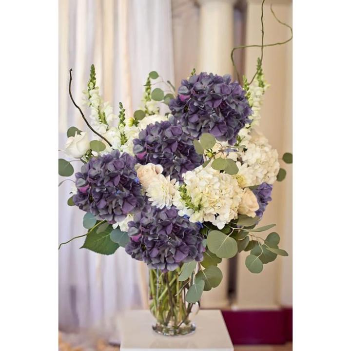 Kunsthortensia, 2 stuks, blauw, paars, Ø 19 cm, kunstbloemen, hortensia, als echt voor bruidsboeketten, huis, kantoor, hotel, feestdecoratie, middenstukken, bloemstukken