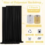 Schwarzer Polyester-Hintergrund: faltenfreier schwarzer Hintergrund, Vorhang, 2 Stück, 1,6 x 3 m, Halloween-Hintergrund für Geburtstag, Junggesellenabschied, Party, Bühne, Fotog