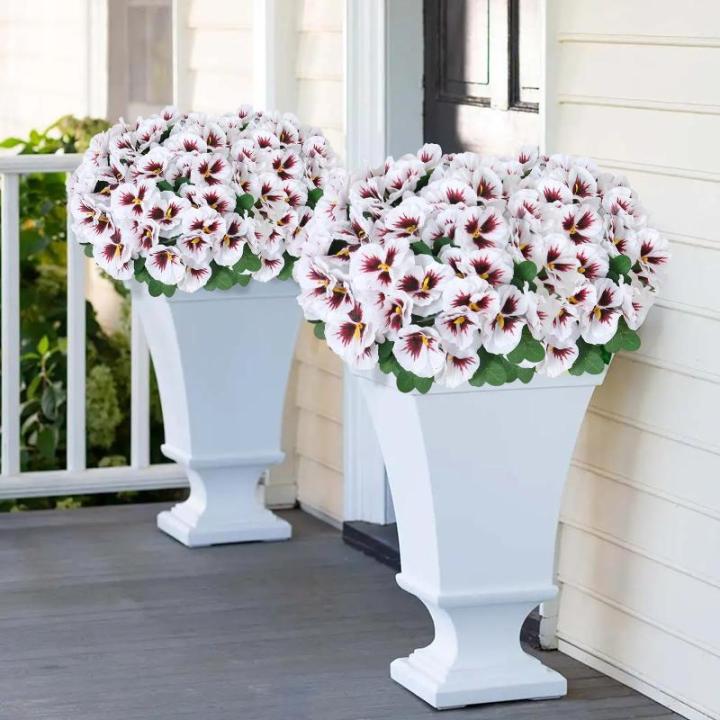 10 bundels kunstbloemen zoals echt balkon, kunstbloemen, buiten, uv-bestendig, weerbestendig, kunstbalkonplanten, balkonbloemen voor huis, vensterbank, bruiloft, decoratie (wit)