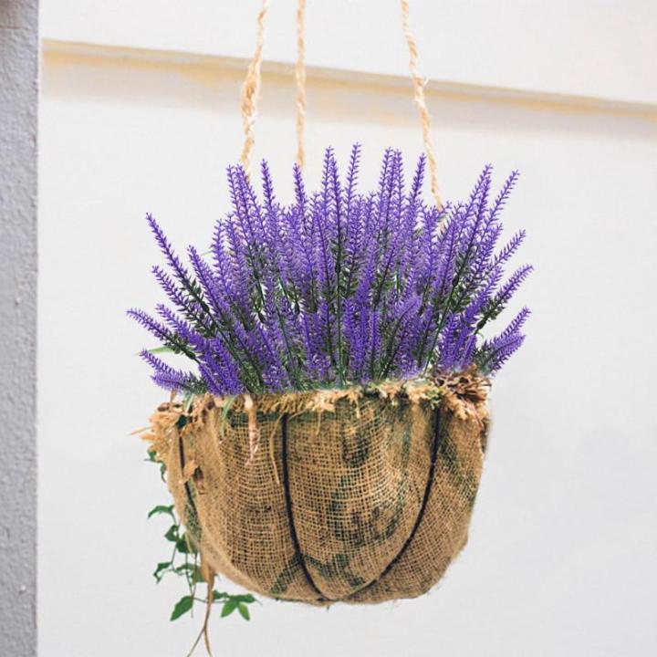 12 bundels kunstlavendel, kunstbloemen, UV-bestendige kunstbloemen, net echt, kunstbloemen, balkon, kunstbloemen, decoratie, binnen en buiten, boeket, kunstbloemen voor huis, tuin,