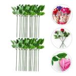 80 STK Rosenstiel künstliche blüten Artificial Künstlicher Blumenstrauß Hochzeitsstraußdraht hojas künstliche Rosen künstlicher Pflanzenstamm simulierte Blumenstiele Draht.