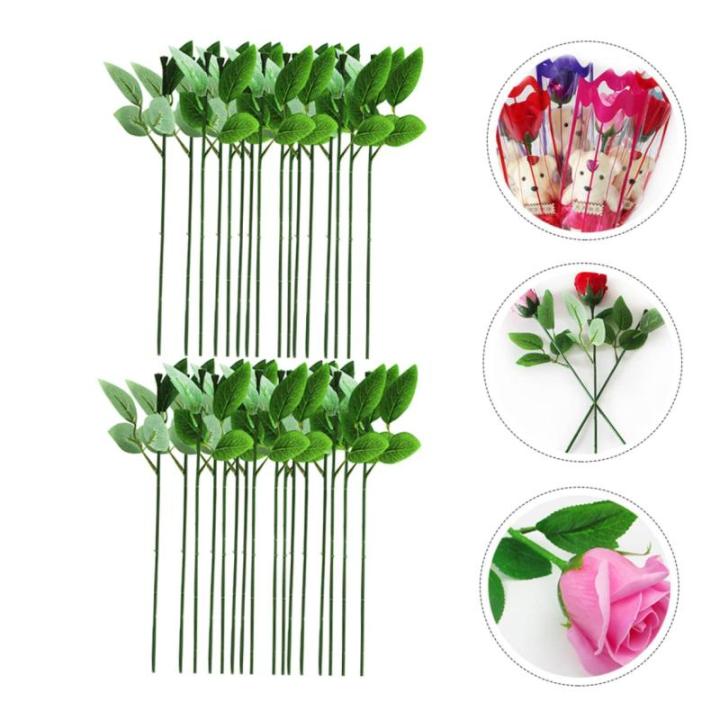 80 STK Rosenstiel künstliche blüten Artificial Künstlicher Blumenstrauß Hochzeitsstraußdraht hojas künstliche Rosen künstlicher Pflanzenstamm simulierte Blumenstiele Draht.