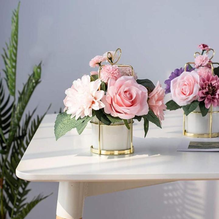 Kunstblumen Künstliche Pflanzen, europäische Keramikvase, Büro, Kaffee, Desktop, künstliche Blumen im Topf, künstliche Nelkendekoration für jeden Anlass