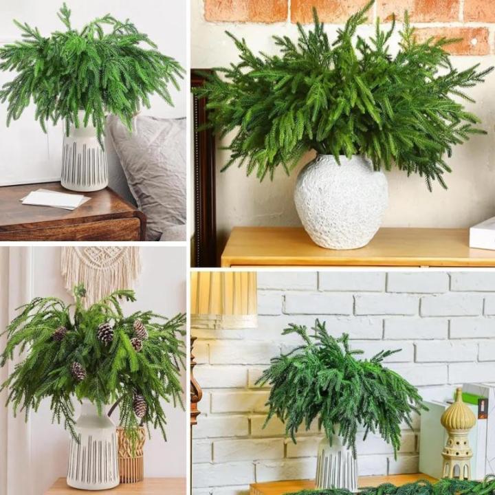 1 x realistischer 3D-Tannennadel-Zweig, Weihnachtsdekoration, Zypresse, grüner Kranz, Baumblätter, Füllstoffe, künstliche Weihnachtszweige N5m1