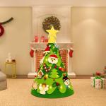 Driedimensionale doe-het-zelf vilten kerstboom kinderset, 75 cm, kerstboom met verlichting, kerstknutselen voor kinderen, met 26 afneembare ornamenten, kerstdecoratie voor kinderen