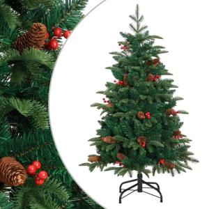Home Garden,Künstlicher aufklappbarer Weihnachtsbaum mit Zapfen und Beeren, 150 cm