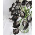 Künstliche Calla-Lilien für Dekorationen, 24 Stück, grau-schwarz, künstliche Blumen, Calla-Lilienstrauß für Hochzeit, Tafelaufsätze, Blumen-Dekoration, Heimdekoration, Grau 