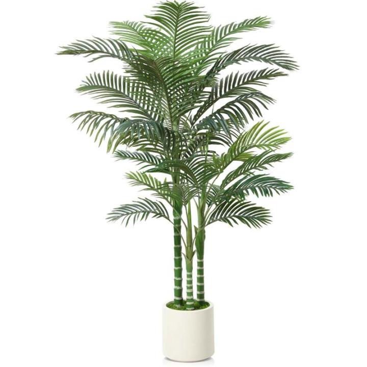 Kunstpalm, 180 cm, grote areca palm in witte pot, , kunstpalm voor huis, woonkamer, slaapkamer, kantoor, balkon, tuindecoratie