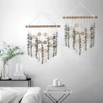 Badkamer Decor Kunstmatige Eucalyptus Groen Opknoping Muur Decor Faux Eucalyptus Bladeren Opknoping Plant op Houten Stok met Rieten Bal Rustieke Boerderij voor Slaapkamer Kwekerij 