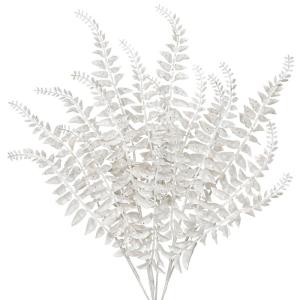 68 cm, set van 4 , kunsttak, kerstdecoratie, glitter, kerstbladeren voor kerstboom, Nieuwjaar, ornamenten, kunstvaren voor feestdagen, eettafeldecoratie, wit