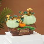 Keramische Jade Pompoen Decoratie, Geglazuurde Jade Pompoen, Handgemaakte Pompoen Ornament, Symbool voor Volheid en Welvaart, Feestelijke Huisdecoratie (Kleur: Groen, Maat: L)