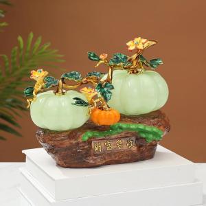 Keramische Jade Pompoen Decoratie, Geglazuurde Jade Pompoen, Handgemaakte Pompoen Ornament, Symbool voor Volheid en Welvaart, Feestelijke Huisdecoratie (Kleur: Groen, Maat: S)