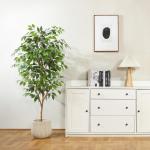Ficus Benjamina , groot, 150 cm, met natuurhouten stam, kamerplant, kunstboom in pot, voor thuis, kantoor, balkon, decoratie (1 stuks)