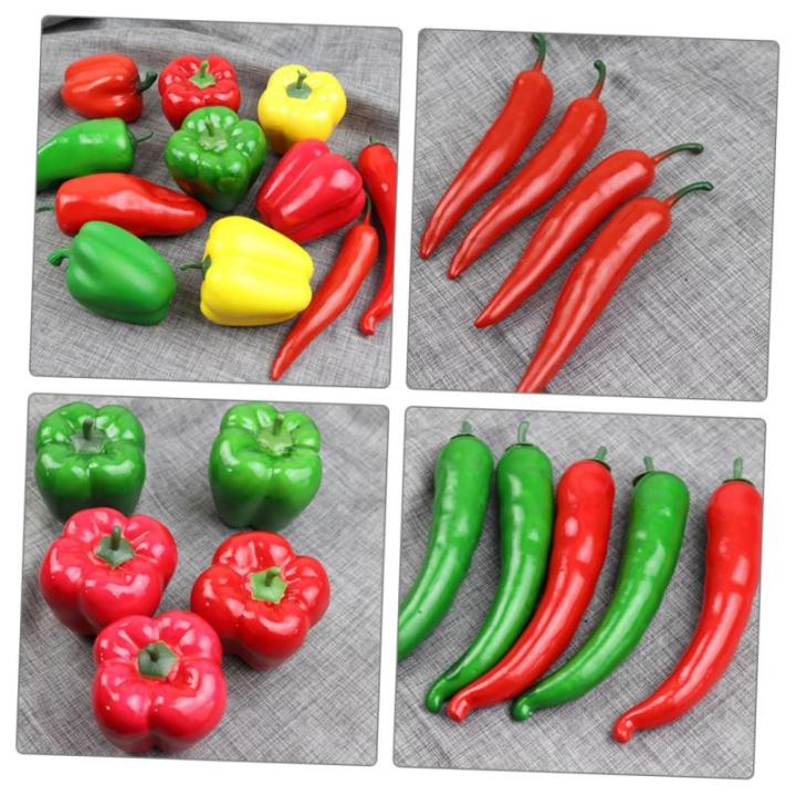 3 Sätze Simulationsmodell Paprika Künstliches Gemüse Foto-Requisite Pfeffer Modell Dekoration Food-Modell-Requisite Gefälschter Gemüsepfeffer Falscher Chili Poly-Drache 5 Stü