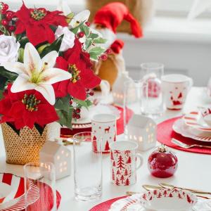 , kerstster, , Kerstmis, rode bessen, kerstdecoratie, zijden bloemen, roos voor Kerstmis, feesten