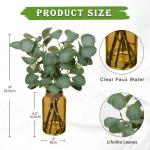 35 cm kunstmatige eucalyptus takken met amber glazen vaas, eucalyptus kunststof plant eucalyptus realistische eucalyptus decoratie zilveren dollar voor bruiloft tafeldecoratie kant