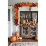 Kunstmatige herfstslinger met pioenroos, hortensia en herfst, pompoen, kunstbloemenkrans, decoratie voor tuin, bruiloft, open haard, feest, oogstfeest, herfstdecoratie