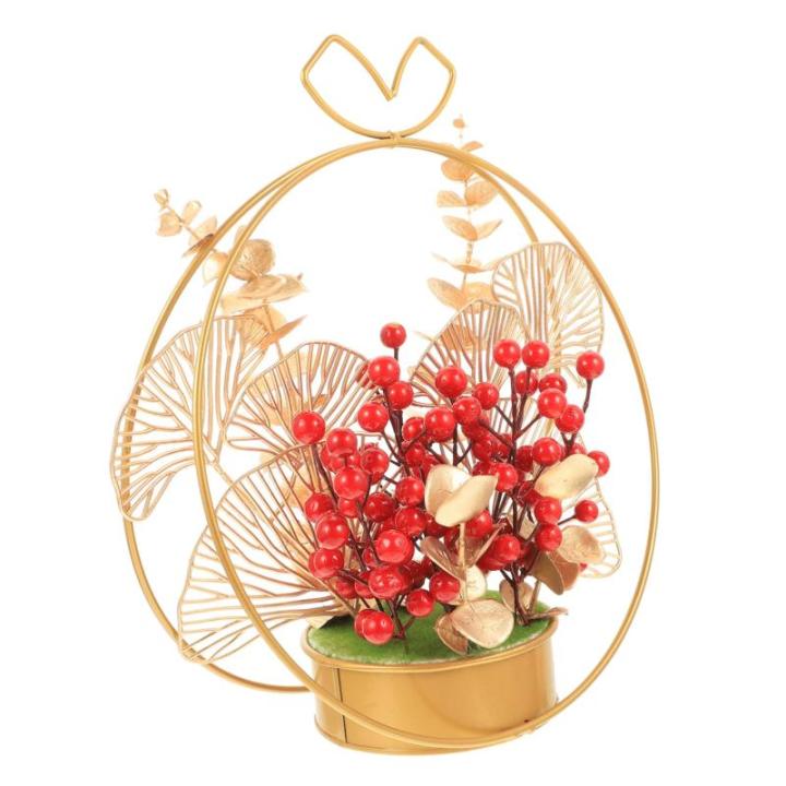 Künstlicher Korb Chinesisches Neujahr Beerenpicks Roter Topf Mittelstücke Rote Beeren Tischdekoration Weihnachtsbaumschmuck Chinesisches Neujahr Rote Beere Gefälschtes