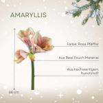 Amaryllis 68 cm roze I amaryllis kunstmatig met natuurgetrouwe bloemen I hoogwaardige en stijlvolle Real Touch kunstamaryllis I kunstbloem amaryllis ideaal als indoor- of kerstdeco
