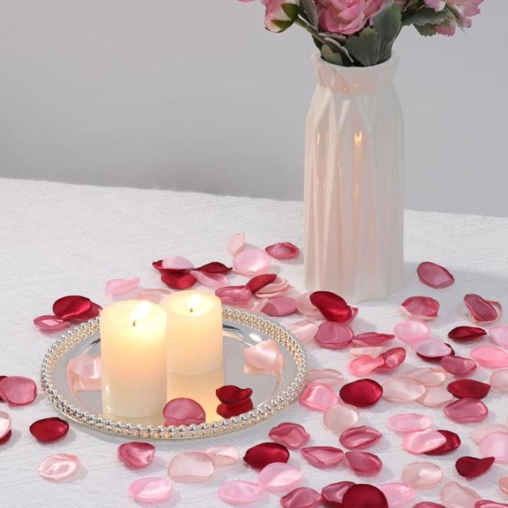 300 stuks zijden rozenblaadjes, 4 kleuren, roze, kunstbloemblaadjes, bruiloft, rozenblaadjes, huwelijksaanzoek, romantische decoratie voor bruiloft, Valentijnsdag, bruidsdouche