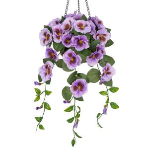 Pansy Kunstbloemen als echte viooltjes, hangende planten, kunstbloemen, Pansy met hanglamp, hoogte 70 cm, kamerplant, struik, decoratieve plant, groene plant
