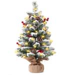 Mini-kerstboom, 55 cm, kleine kerstboom, kunsttafel met ledlampjes en decoraties, voor Kerstmis, tafeldecoratie