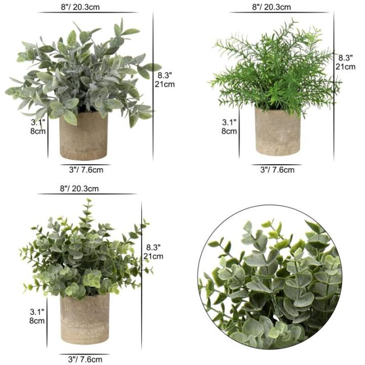 in pot, , klein als echt, 3 stuks, bureauplanten, mini-voor tafeldecoratie, huis, balkon, kantoor, decoratie #3