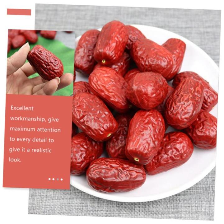 2 Sätze Simulierte Jujube Hochzeitsdeko Hochzeits Dekoration Realistisches Rotes Datum Lebensechte Nussdekoration Realistisches Datum Simulation Getrockneter Jujube 30 Stück * 2
