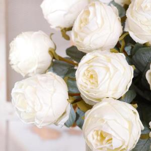 10 stuks witte kunstrozen, 50 cm, lang, enkele roos, kunstbloem, zijden bloesem, roos, realistische bloem voor tafel, kantoor, feest, bruiloft, woondecoratie (wit, 10 stuks)