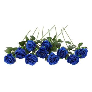 10 stuks zijden kunstrozen bloemen bruidsboeket bloemen (blauw)