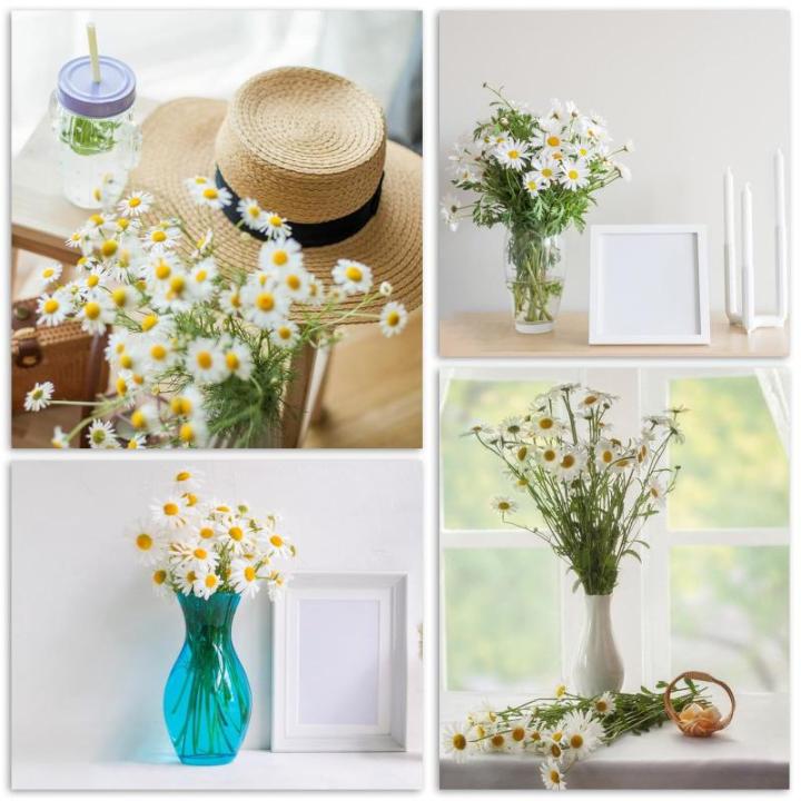 12 stuks madeliefjes van kunstmadeliefjes als echt wit, kunststof , wit madeliefjesboeket voor eettafel, raam, doe-het-zelf bloemstuk, vazenmand, hangende decoratie